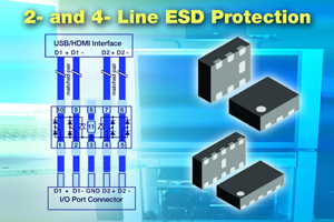 Vishay推出兩款低電容及漏電流的ESD保護陣列器件