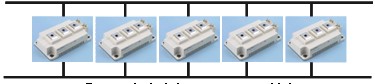 圖1：五個并聯(lián)的FF200R12KT3模塊
