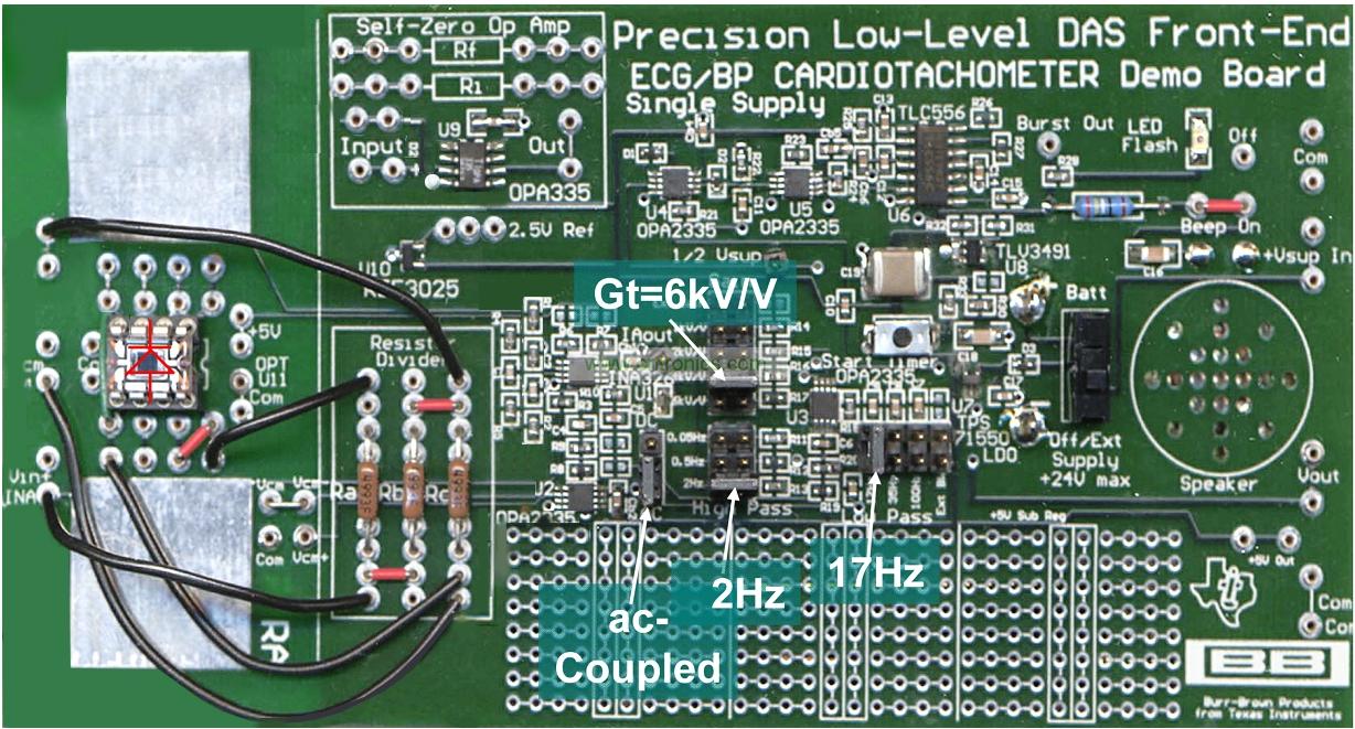 圖 2  精密型低電平 ECG 心率計(jì)電路板的正面圖