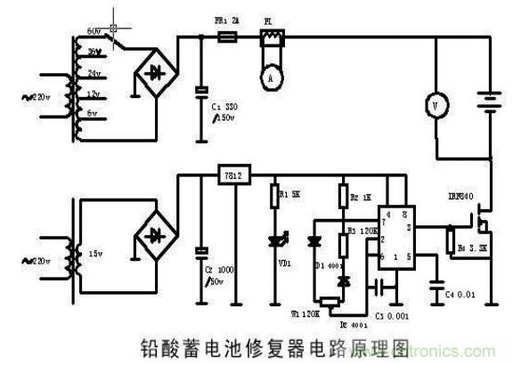 電動車蓄電池修復(fù)器電路