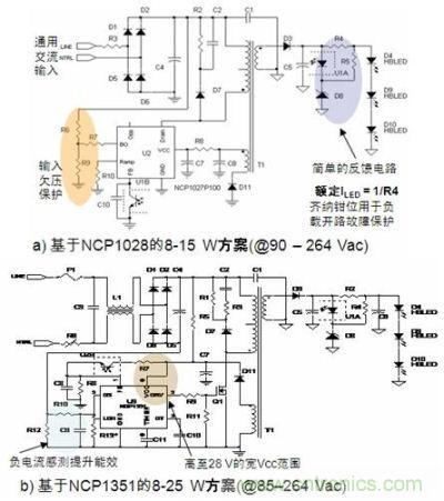 基于NCP1028和NCP1351的8-15/25W AC/DC LED照明方案(無(wú)PFC)