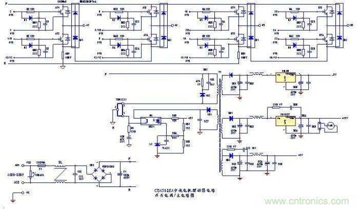 圖1：步進電機驅(qū)動的主電路和開關電源電路