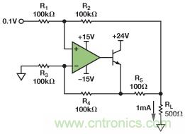 圖3.IOUT= 1 mA的示例電路。