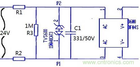 案例1：輸入端24V波動，R1和R2常被燒壞。
