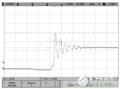 12V輸入降壓型開關穩(wěn)壓器中的典型開關節(jié)點電壓尖峰和振鈴