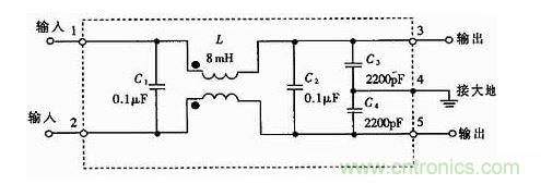 一款電磁干擾濾波器的原理電路