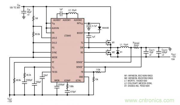 電路分享：基于LT3840電源設(shè)計(jì)應(yīng)用的電路圖