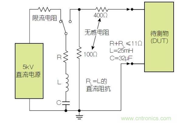 除顫器測試配置(注意較大電容)。