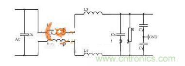 開關(guān)電源交流側(cè)EMI濾波器電路