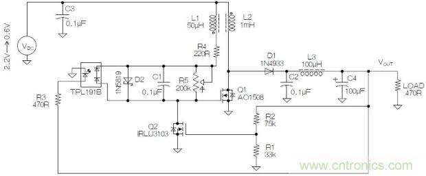 圖2：基于MOSFET的焦耳小偷電路。