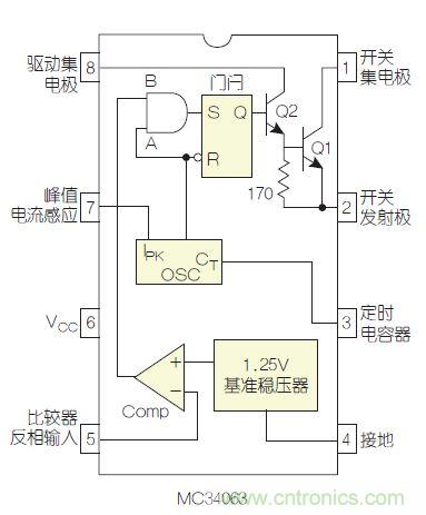 圖2：MC34063是該電路核心。