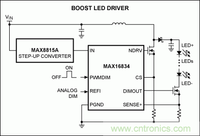 Li+電池供電、低壓高亮度(HB) LED解決方案