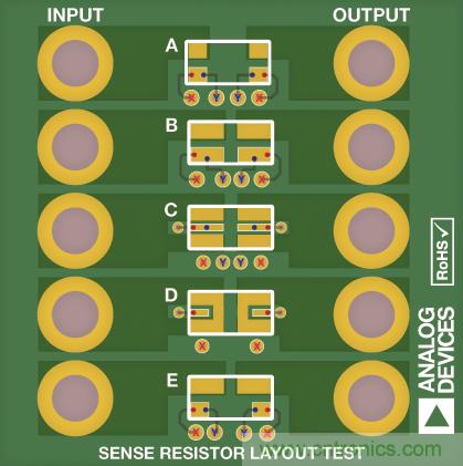 改進(jìn)低值分流電阻的焊盤布局，優(yōu)化高電流檢測(cè)精度