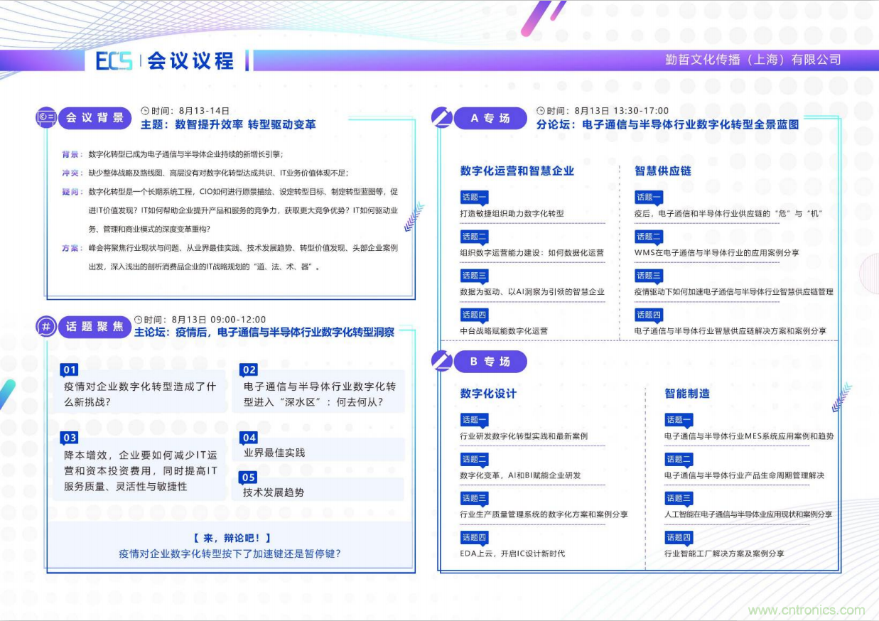 ECS 2020|第二屆中國電子通信與半導(dǎo)體CIO峰會正式啟動！