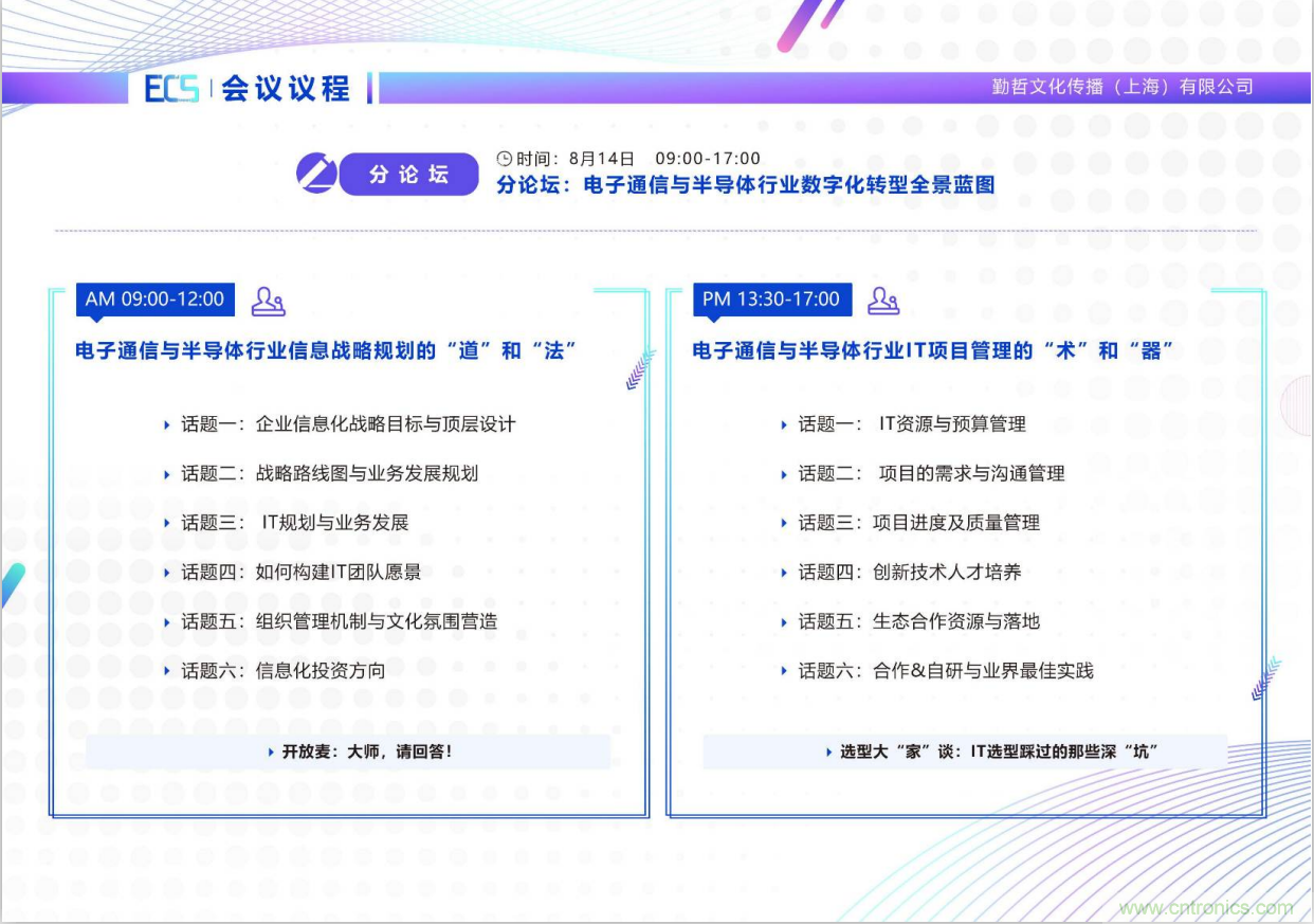 ECS 2020|第二屆中國電子通信與半導(dǎo)體CIO峰會正式啟動！