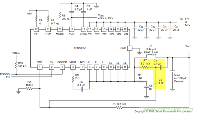 TPS53355紋波注入電路的設計