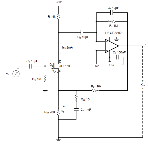 如何使用分立式 JFET 放大低噪聲電路中的小信號？