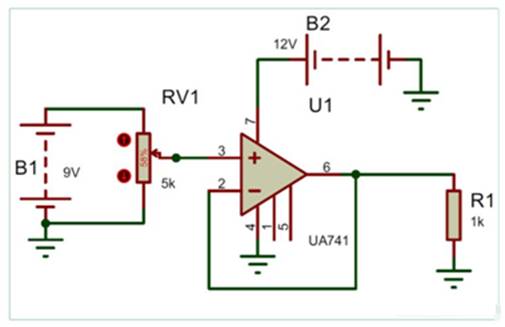 如何使用運(yùn)算放大器LM741構(gòu)建一個電壓跟隨器